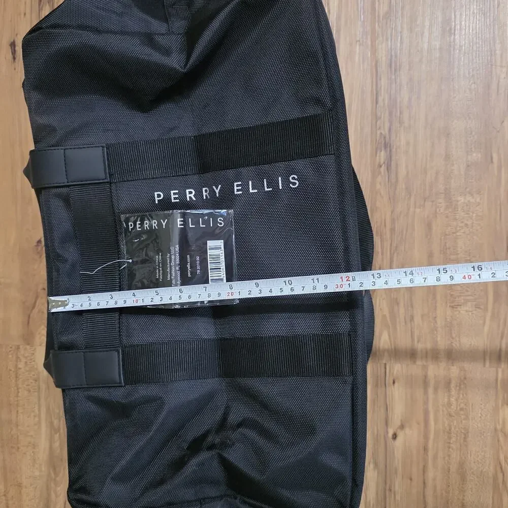Perry Ellis Duffel Bag Black Travel Gym Weekender Carry On NWT 20